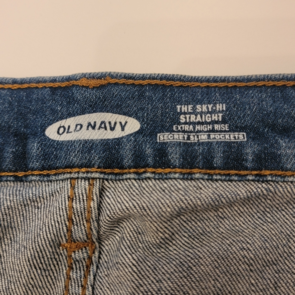 Old Navy Sky-Hi Straight Extra High Rise Relaxed Fit 32x27 Womens Size 8 - Picture 4 of 13